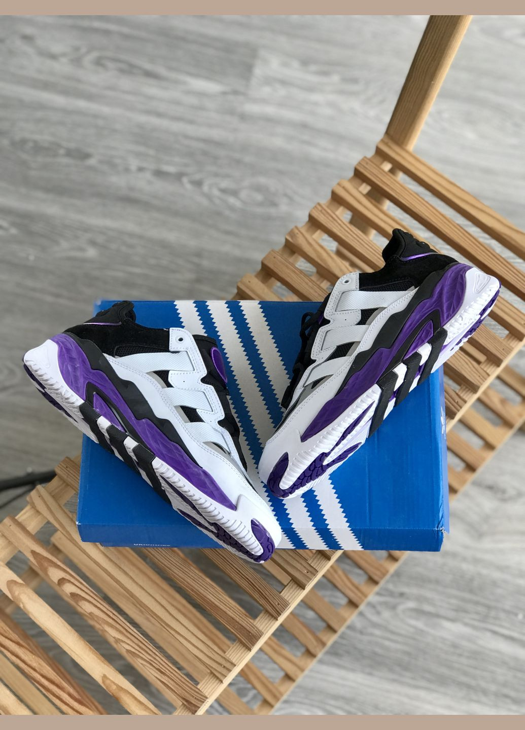Кросівки жіночі і чоловічі Adidas Niteball white black purple | Адідас Найтбол білі чорні фіолетові No Brand білі демісезони (307397811)