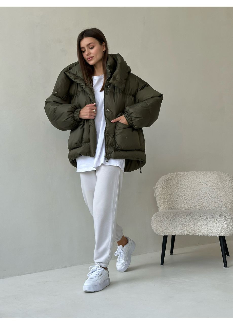 Оливковий (хакі) зимній Пуховик No Brand