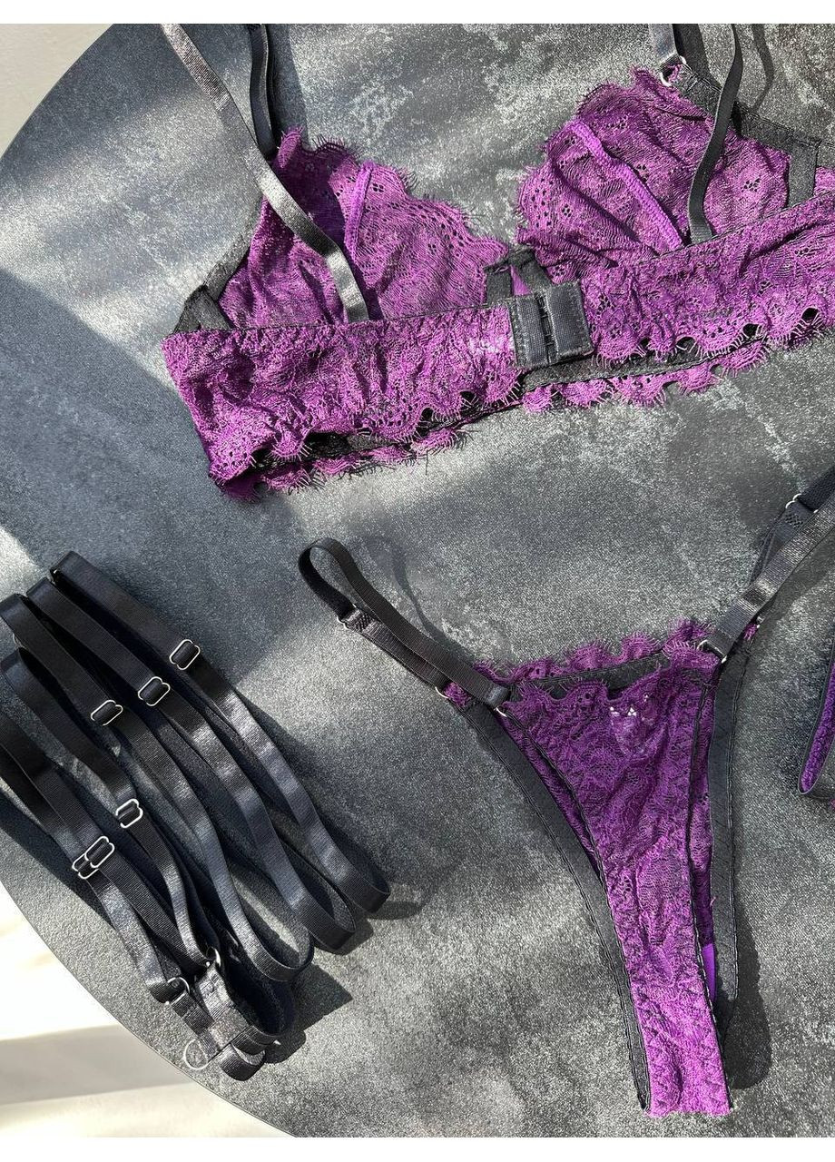 Фіолетовий балконет комплект жіночого білизни | найніжнішим мереживом, Vital-Textile з кісточками поліестер, еластан