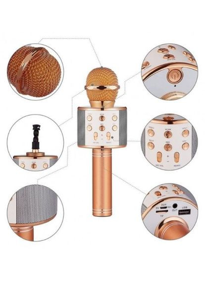 Ручной микрофон для музыки WS-858 портативное караоке для детей золотой-розовый (2046699670) No Brand (328261646)