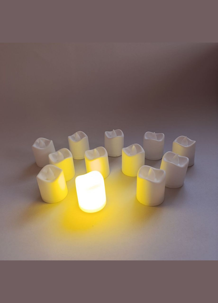 Реалистичные светодиодные свечи, чайные свечи на батарейках в теплом белом цвете для улицы, стола, 12 шт. Unbranded (316699363)