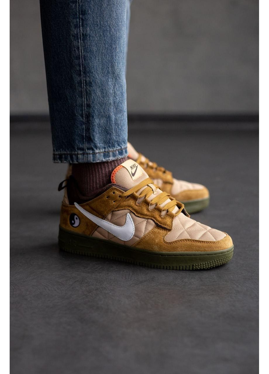Бежевые демисезонные кроссовки мужские nike air force 1 low cactus plant flea market winter найк аир форс 1 премиум No Brand
