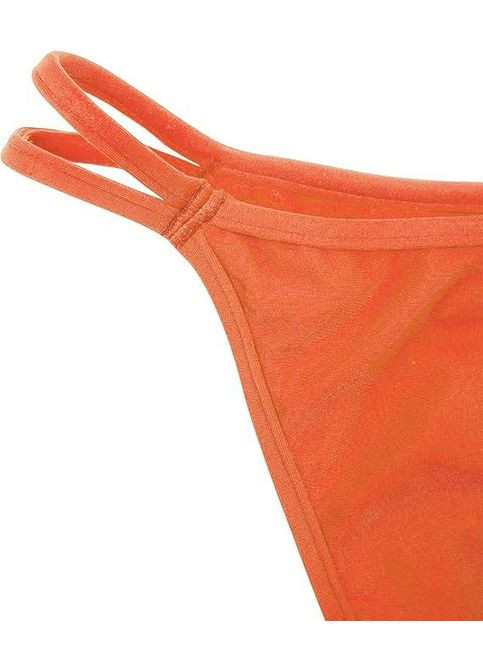 Помаранчевий літній роздільний купальник з трикутниками-шторками і трусиками танга для засмаги s m l xl (44 46 48 50) жовтогарячий Po Fanu
