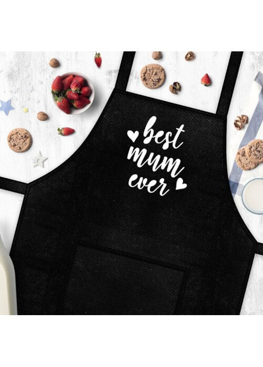 Фартук Best mum ever саржа для женщин и мужчин с карманом регулируемый размер ProDobro (365440686)