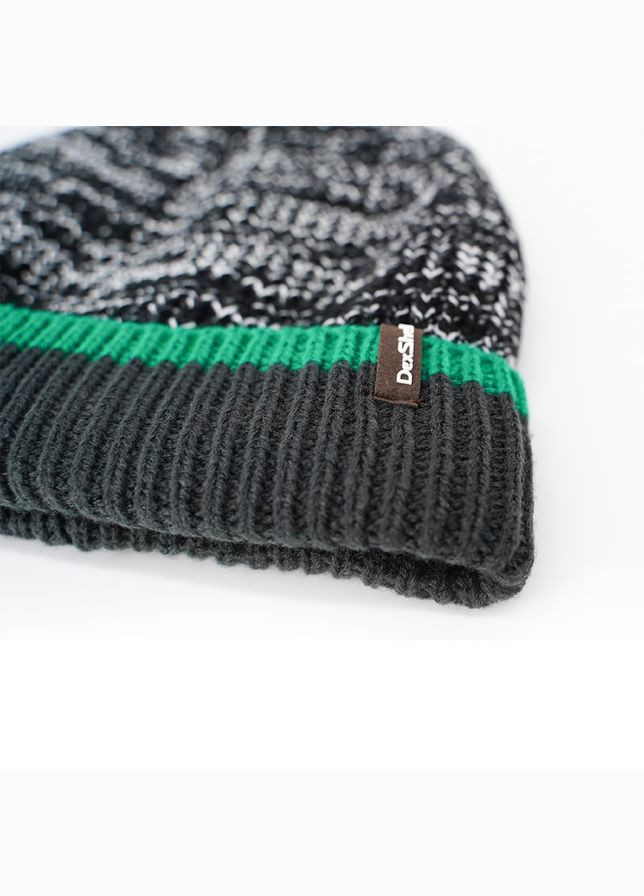 Водонепроницаемая шапка Cuffed Beanie, р-р S/M (56-58 см) черная с зеленой полосой DexShell (353502038)