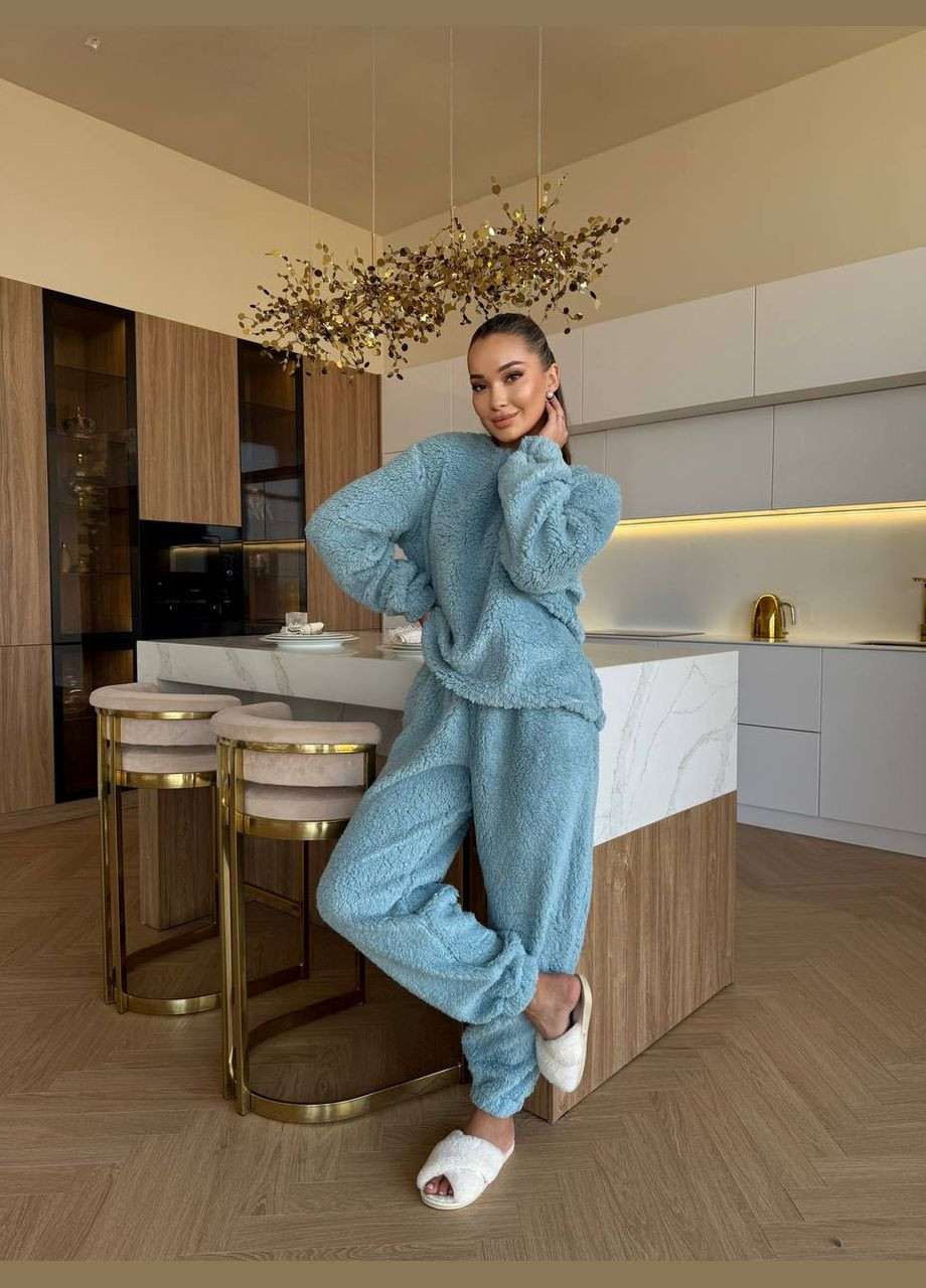 Голубая всесезон пижама кофта + брюки Garna