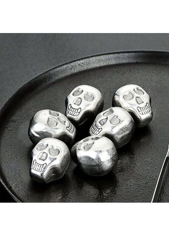 Набор из 6 камней в оригинальной форме черепа – кубики льда для охлаждения напитков + щипцы No Brand (325216345)