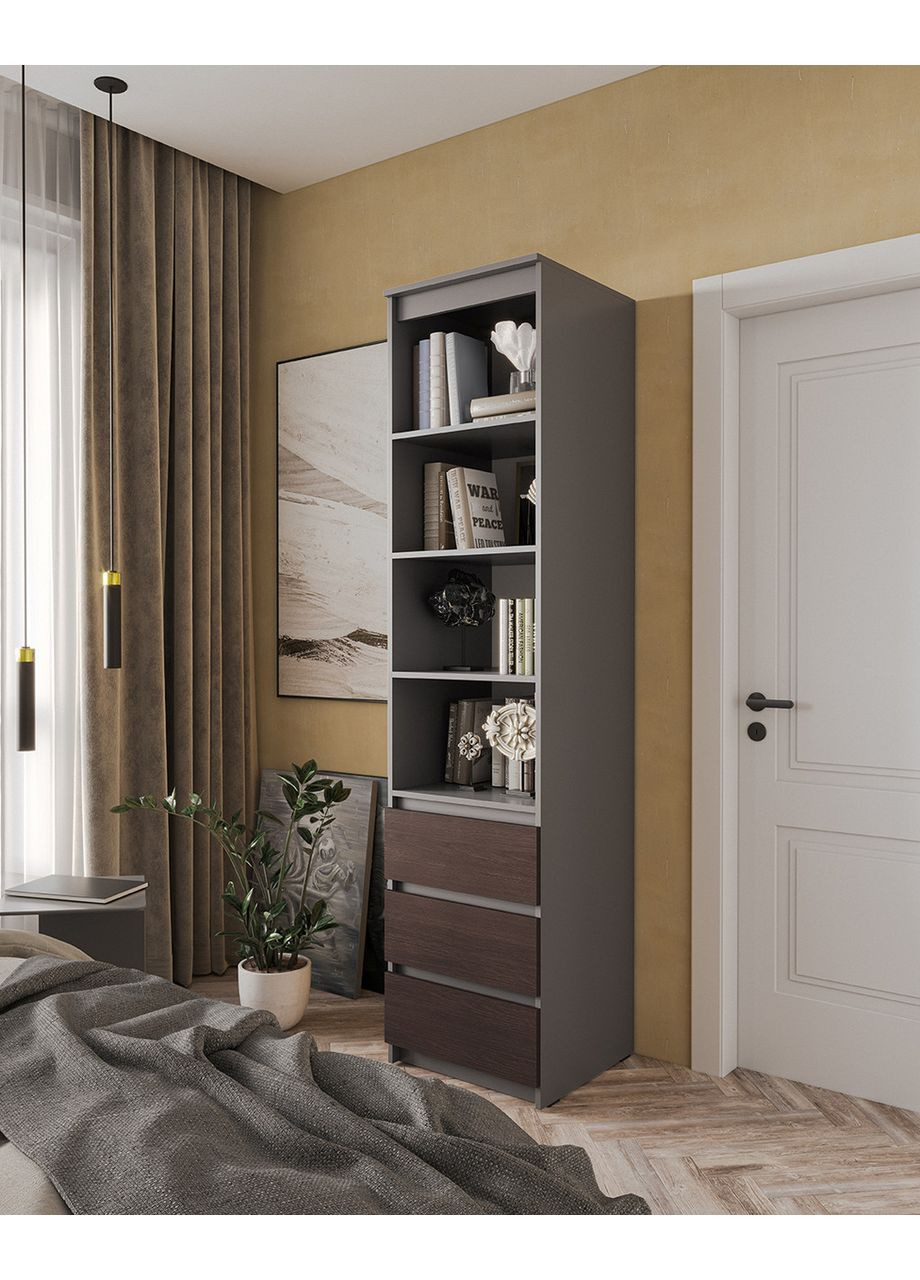 Відкритий пенал з полицями та ящиками MT-219 500*2117*498 антрацит/венге темний No Brand (358928765)