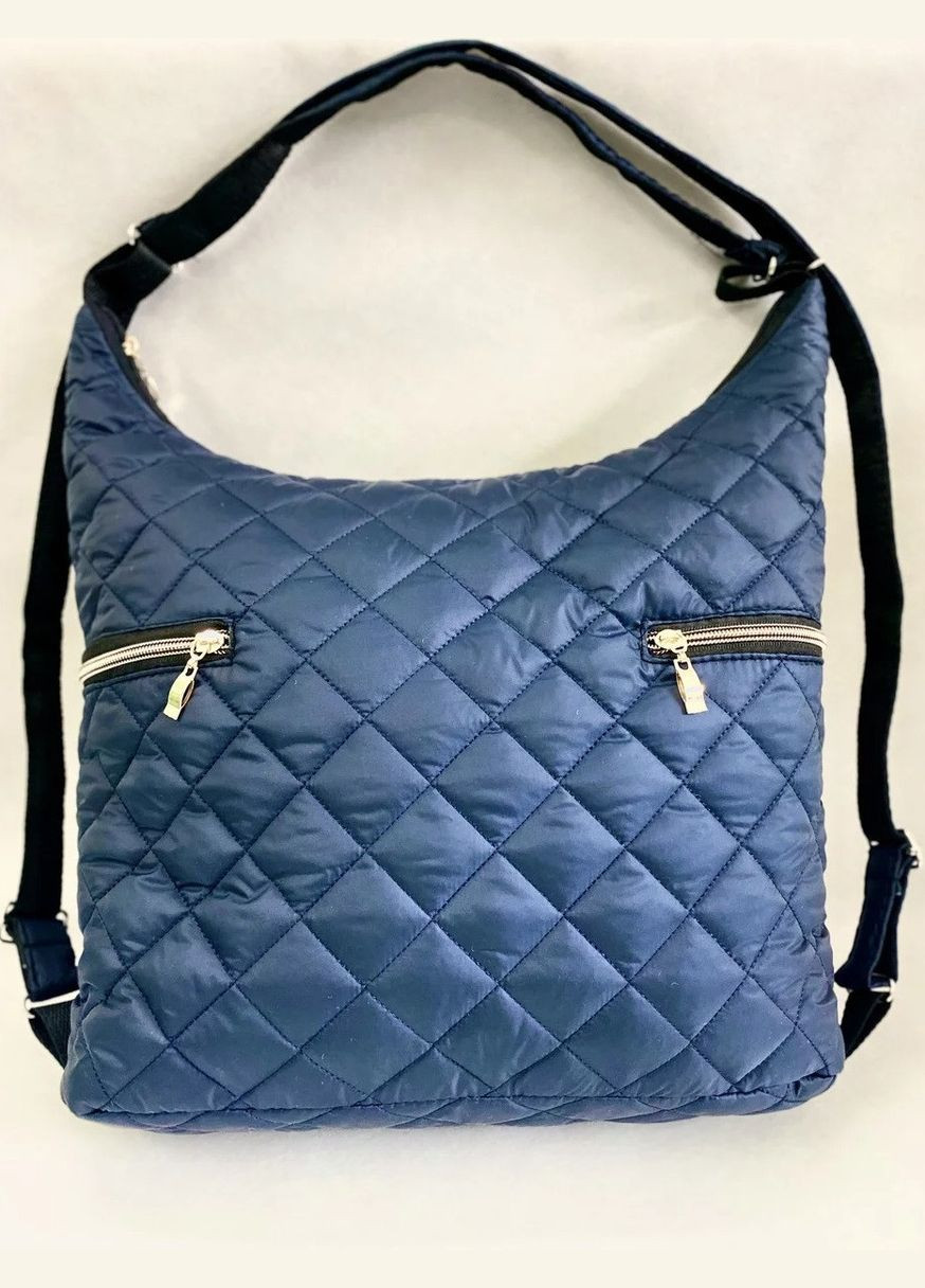 Женская сумка-рюкзак стеганая, плащевка темно-синий No Brand (319159064)