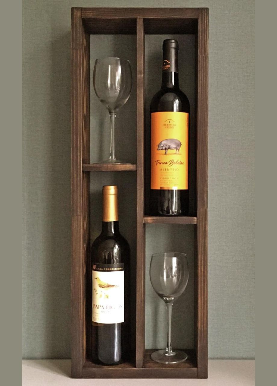 Настінна винна полиця з дерева Васамі капучино (ПНК-010809) No Brand (327424246)