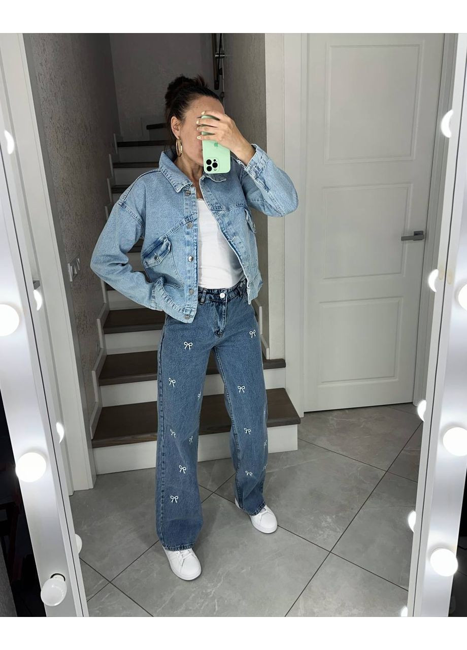 🎀 Джинси з вишивкою "Бантики" — заміри в описі GD/GL Модний простір - (360475813)