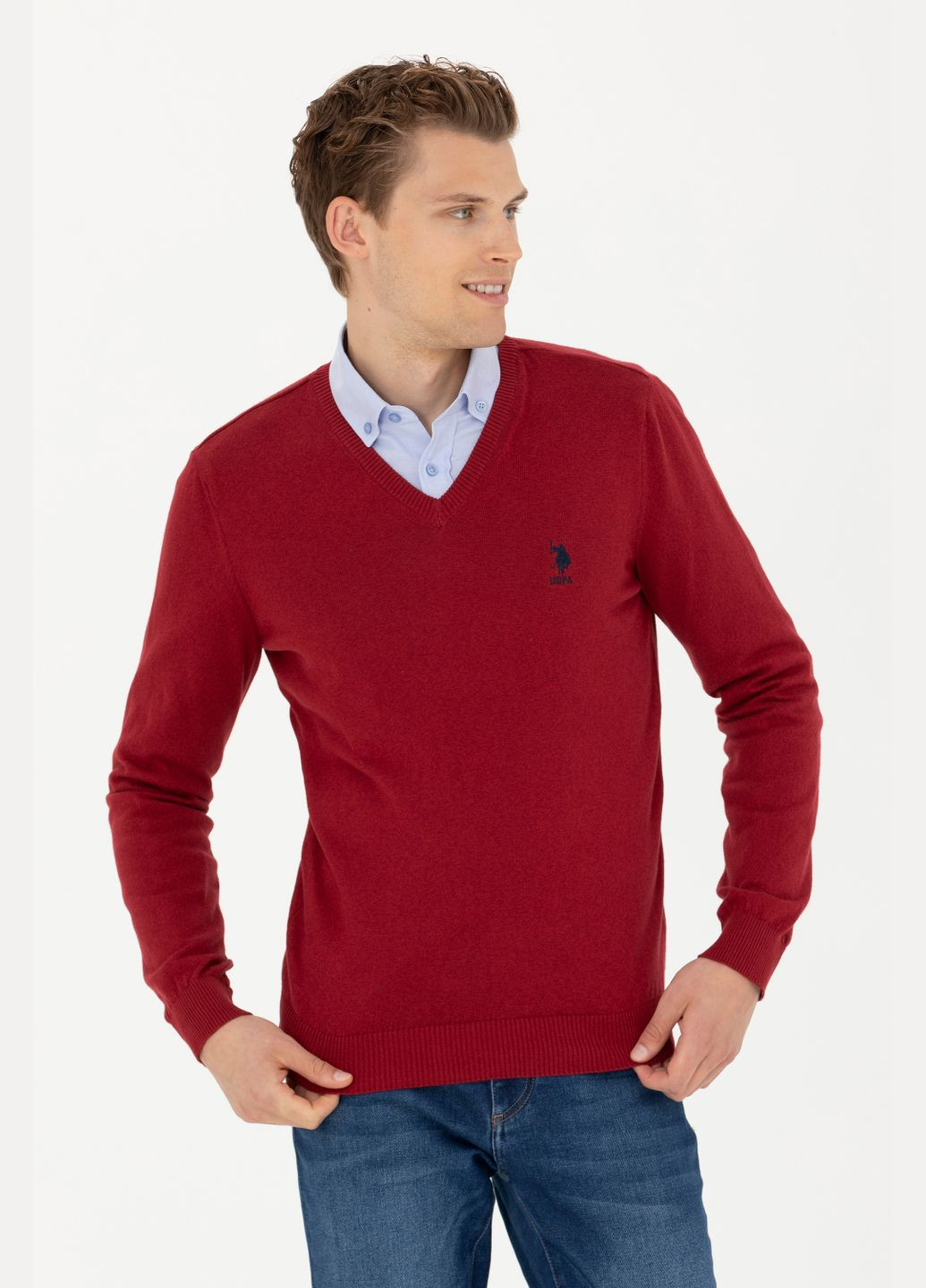 Бордовый свитер u.s. polo assn. мужской U.S. Polo Assn.