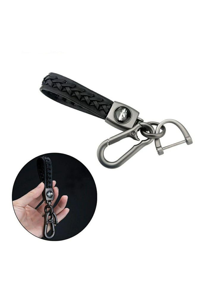 Брелок для автокерок УНІВЕРСАЛЬНИЙ (натуральна шкіра, універсальне кріплення, чорний) Fiat (360949349)