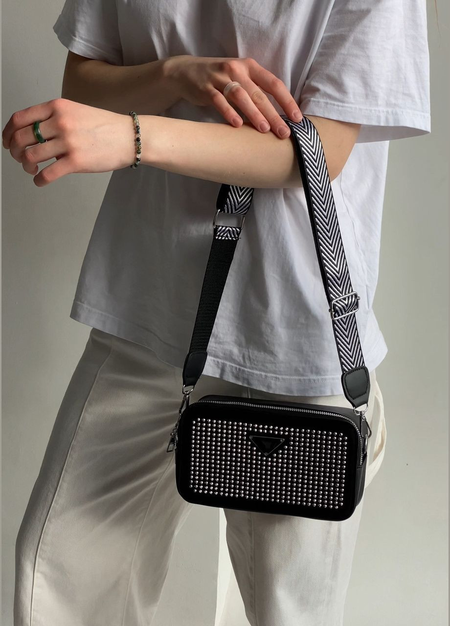 Женская сумка 2875-1 со стразами кросс-боди через плечо черная No Brand (292631143)