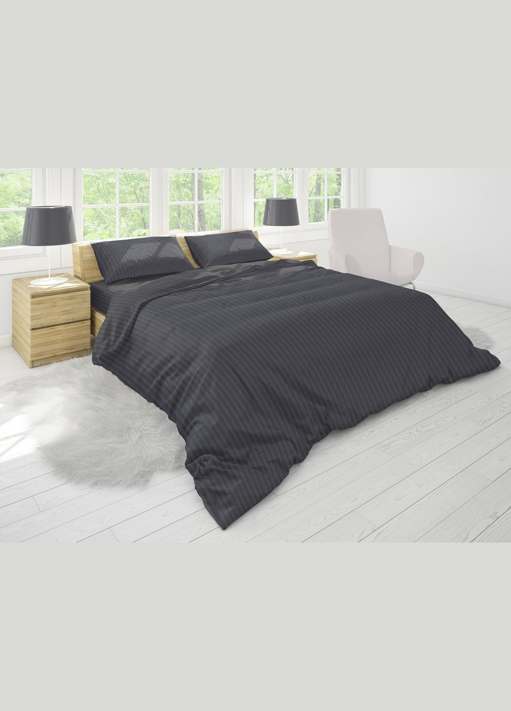 Простынь на резинке Stripy Graphite бязь 90х200 см (93949231) SoundSleep (292653291)