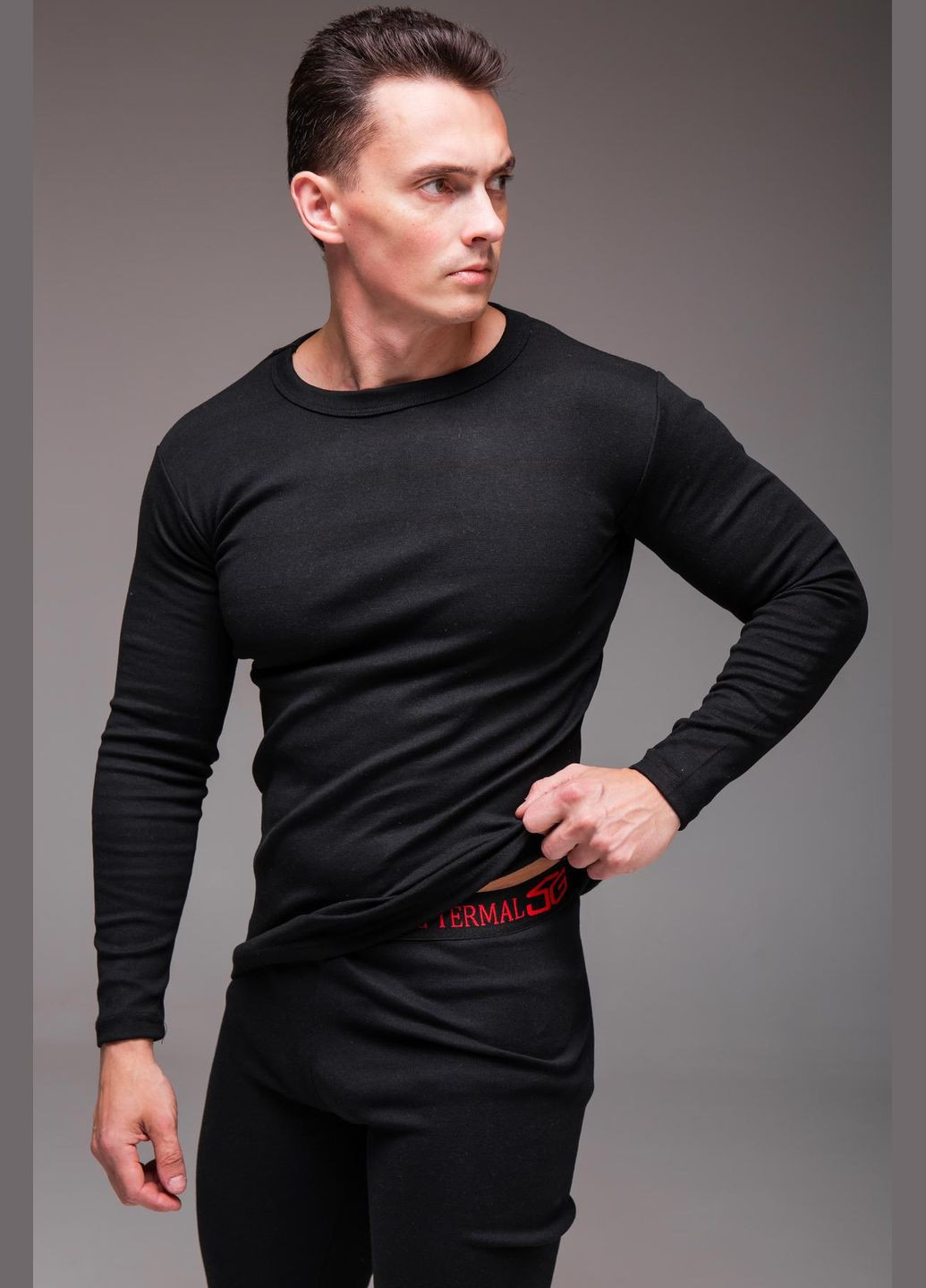 Термо білизна чоловіча чорна на мікрофлісі Великі розміри No Brand (314923102)