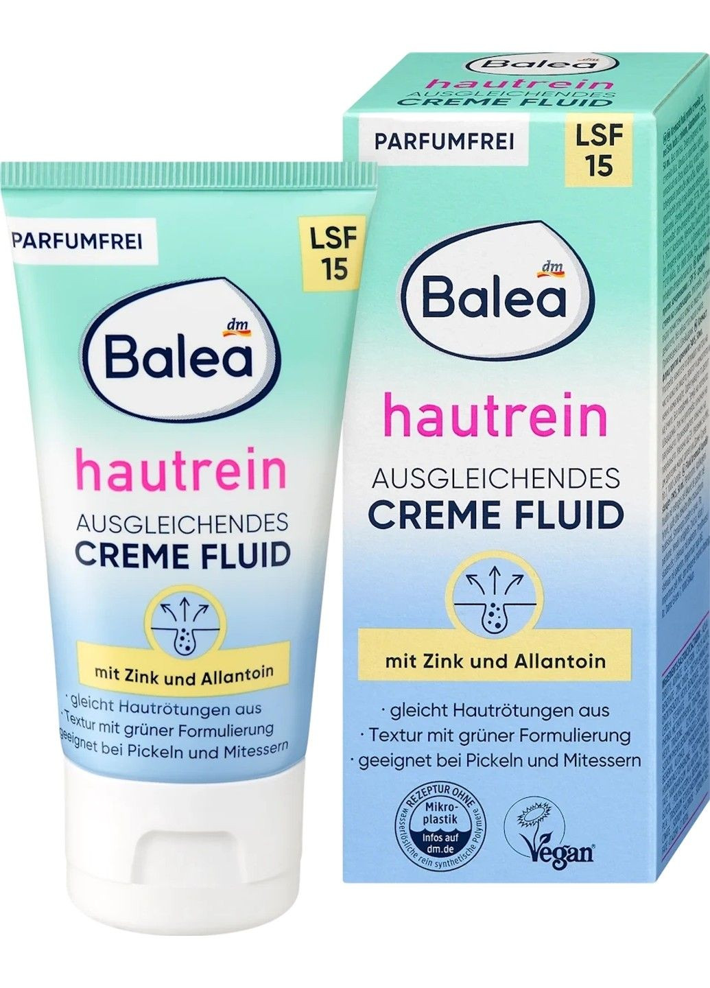 Крем-флюид для проблемной кожи | Зеленый оттенок, SPF 15, с цинком и аллантоином, 50 мл Balea (338254588)