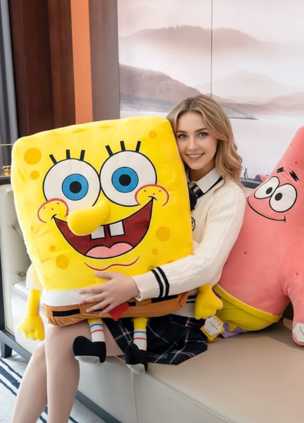 Большая мягкая игрушка Губка Боб плюшевая подушка для объятий My Kigu (370952752)