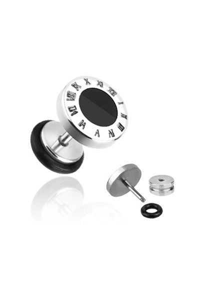 Сережки гвоздики 2*PSFX-42 круглої форми (фейк плаг) з римськими цифрами Spikes (360389576)