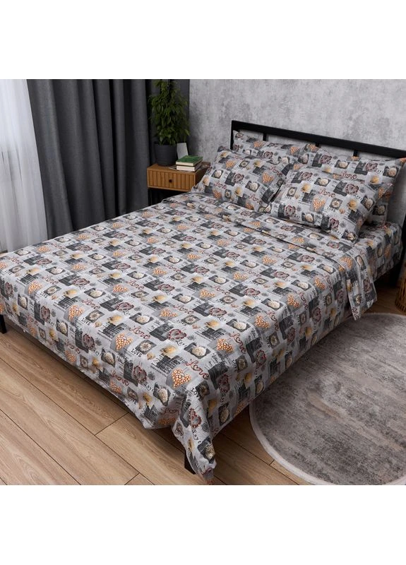 Комплект постільної білизни Бязь Gold Люкс King Size 220x240 наволочки 2х50х70 (MS-820013931) Moon&Star Golden Hearts (400237932)