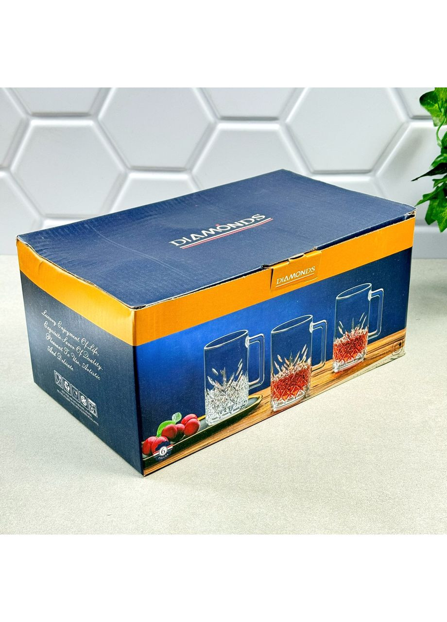 Набор чашек стеклянных 330 мл с ручкой Delivery 6 шт No Brand (373005927)