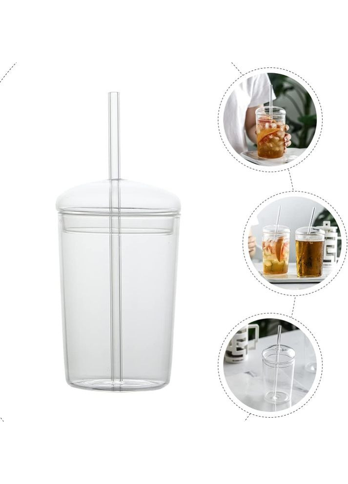 Стеклянный стакан с крышкой и трубочкой для смузи, коктейлей, айс кофе - Juice 450 мл More (300078523)