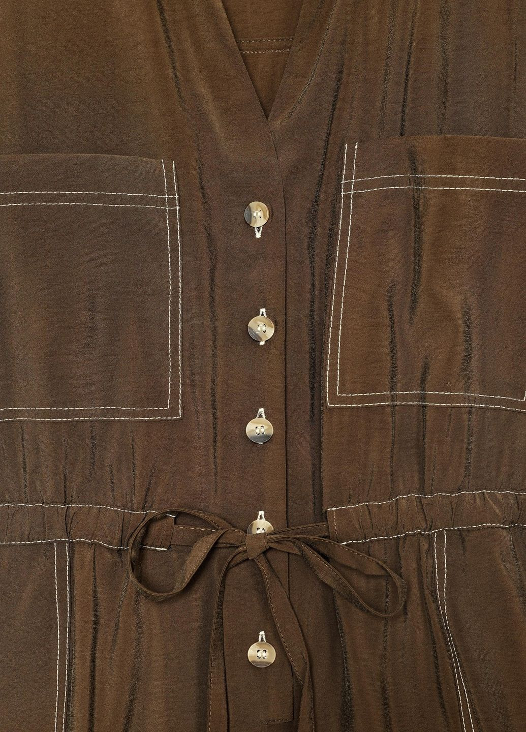 Комбинезон Zara однотонный коричневый повседневный