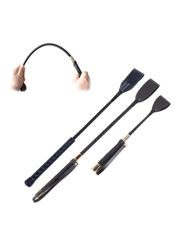 Хлыст стек для ролевых игр, кнут со стержнем черный для бдсм 30см No Brand (341309971)