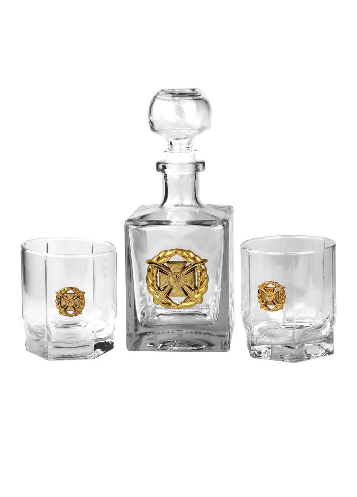 Набір подарунковий в коробці з грав. "Герб" Хрест ЗСУ Золото (Граф.500мл+ 2ст.315мл) 4PROFI (316090834)