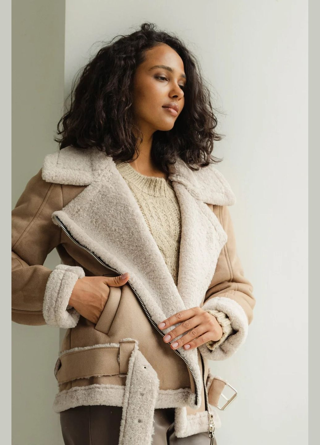 Бежева демісезонна косуха-авіатор Seventeen