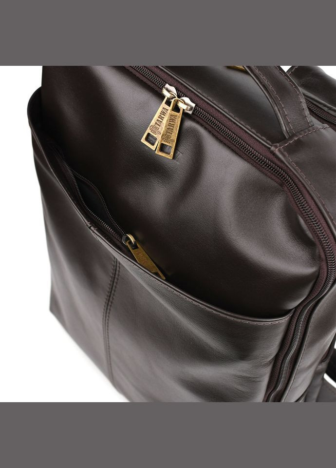 Шкіряний чоловічий рюкзак коричневий GC-7281-3md з передньою кишенею на блискавці TARWA (308993675)