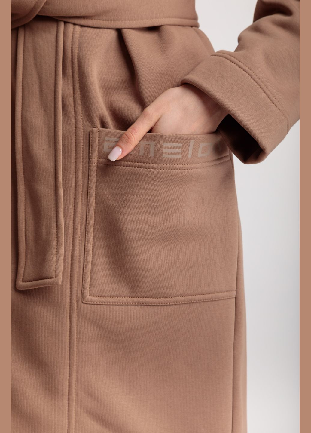 Трикотажний довгий кардиган-пальто чорного кольору під пояс на запах з кишенями Amelon Clothing Пальто-кардиган (280916160)