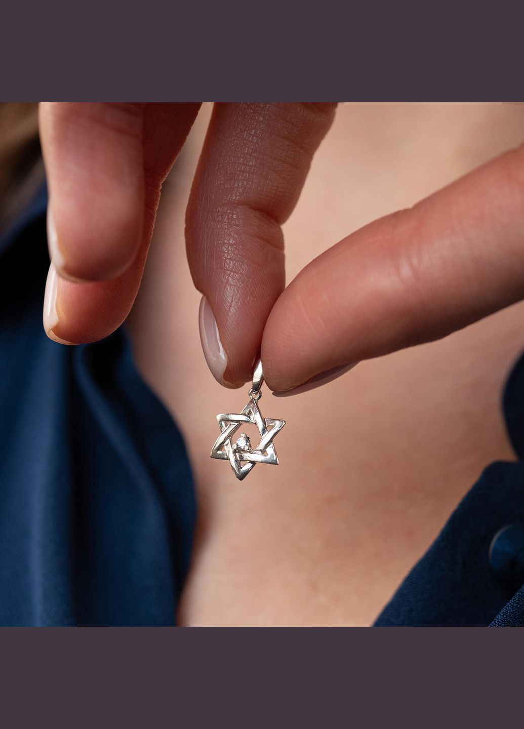 Срібна підвіска Зірка Давида з фіанітом 133043 Oniks (264022860)