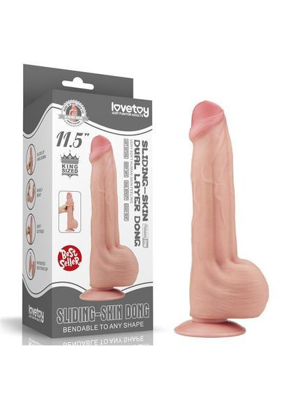 Фалоімітатор - Sliding-Skin Dual Layer Dong 11.5" Flesh - Фалоімітатор з кібершкіри Lovetoy (336946384)