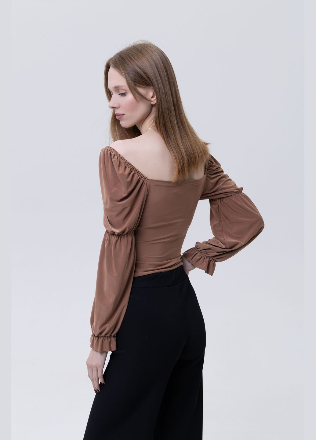 Бронзовая демисезонная женская блуза с длинным рукавом цвет бронзовый цб-00233767 TILLE