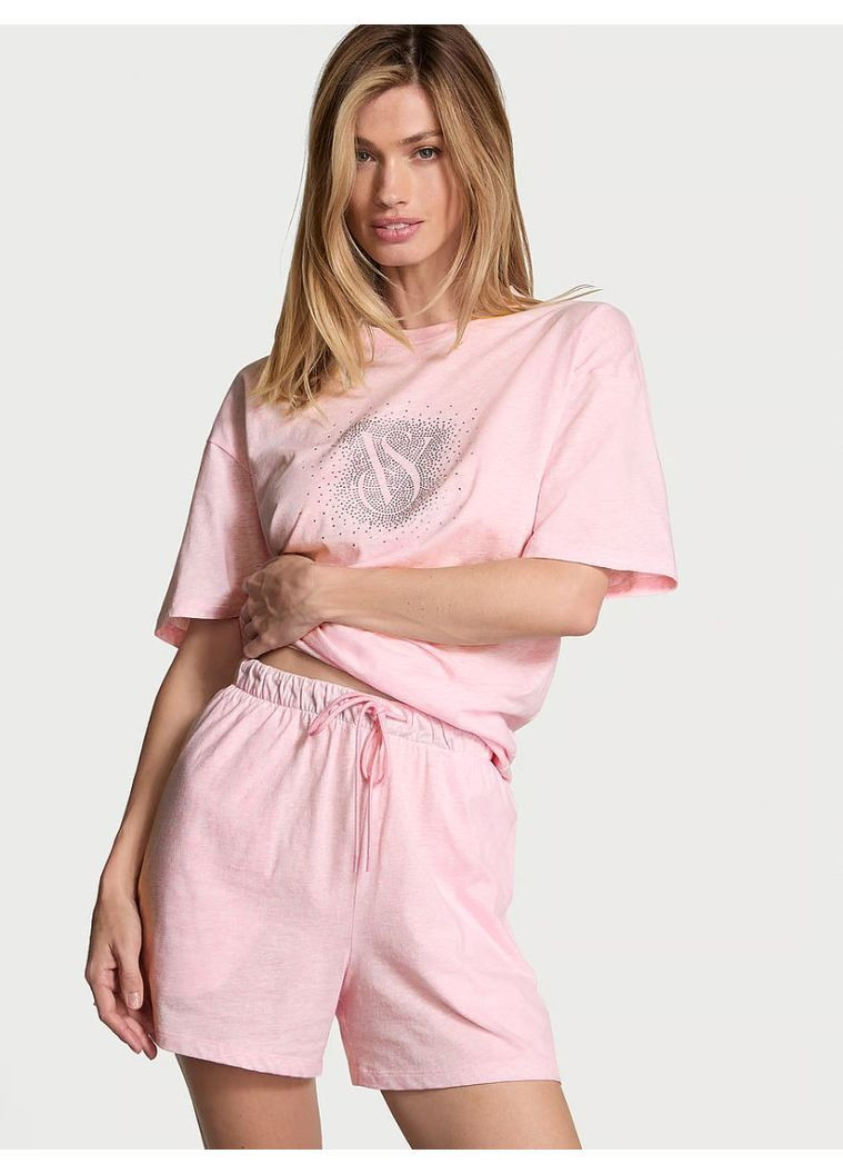 Світло-рожева піжама жіноча шорти і футболка 100% cotton short pajama set футболка + шорти Victoria's Secret
