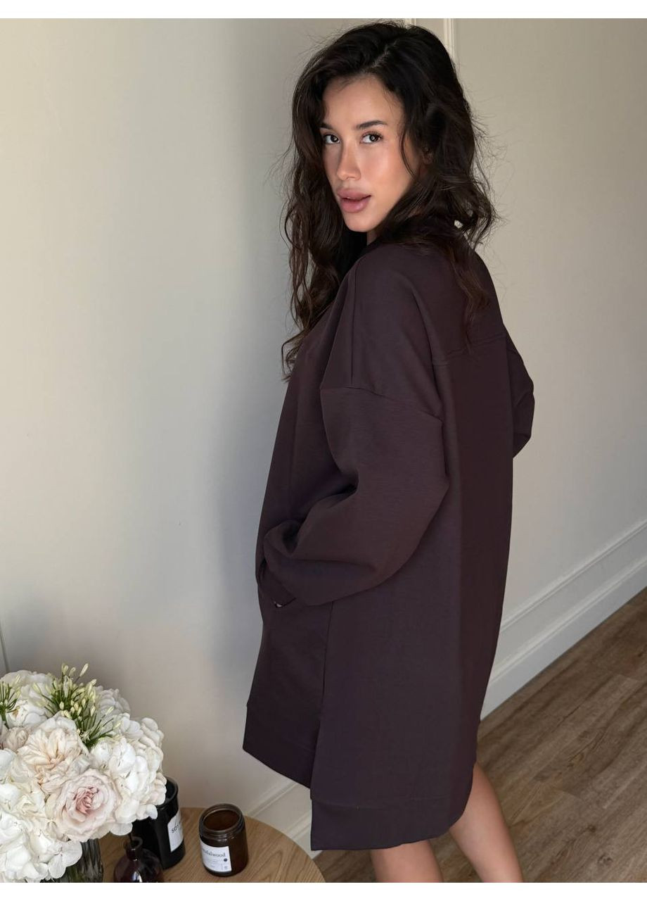 Темно-коричнева спортивна, повсякденний, вечірня, кежуал жіноча сукня-світшот сукня-світшот Asi.Store.ua