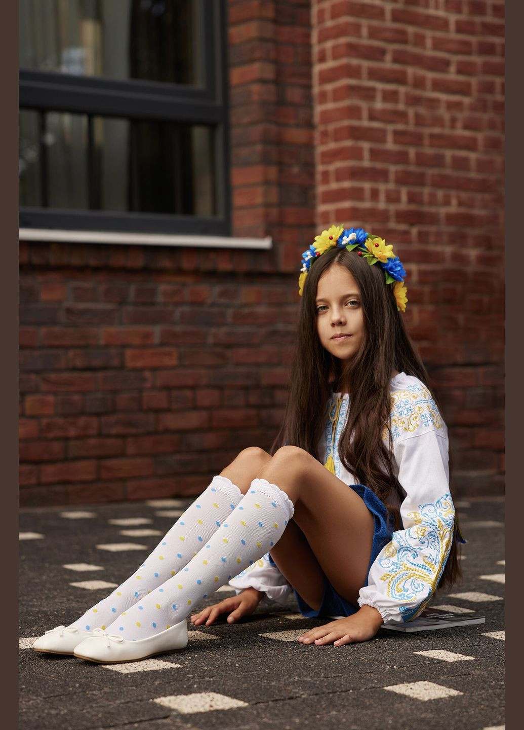 Детские белые полупрозрачные гольфы в сине-желтую точку SOX (311512213)