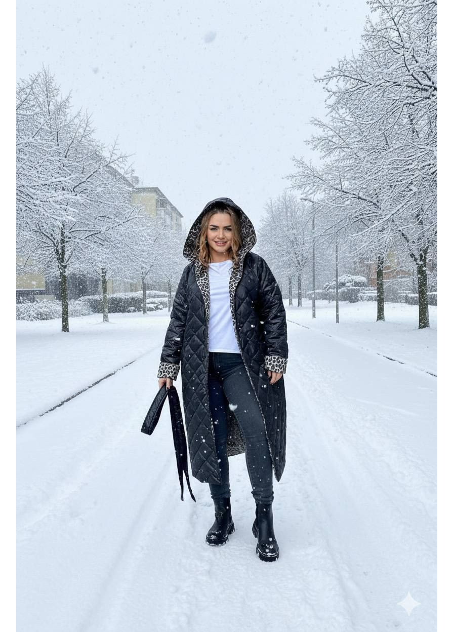 Чорне демісезонне Пальто жіноче стьобане оверсайз Style Point