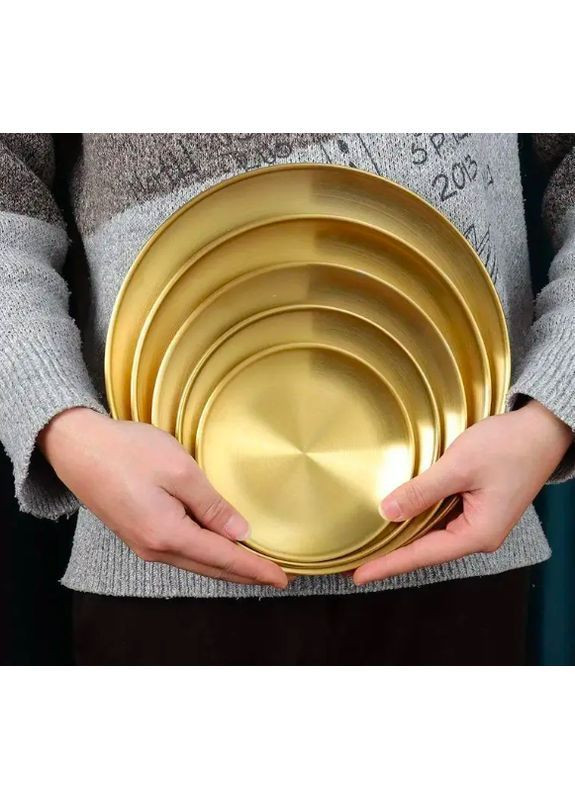 Поднос (тарелка) металлический золотой, 26 см Home Decor (368559404)