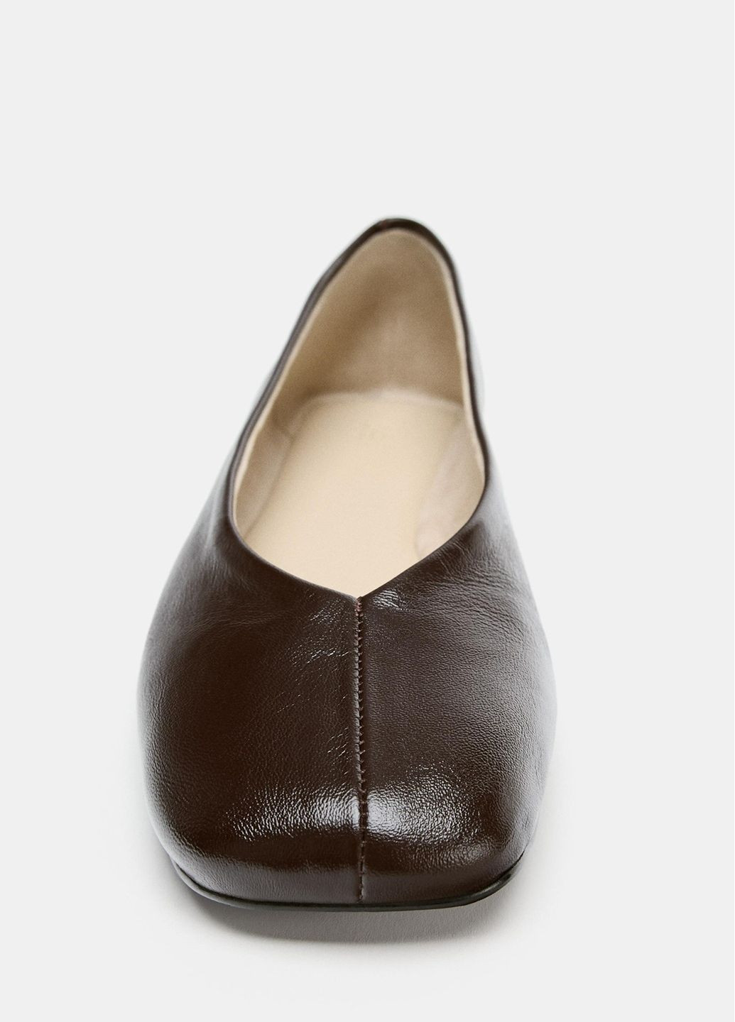 Женские балетки Zara | тёмно-коричневые однотонные натуральная кожа (367086559)