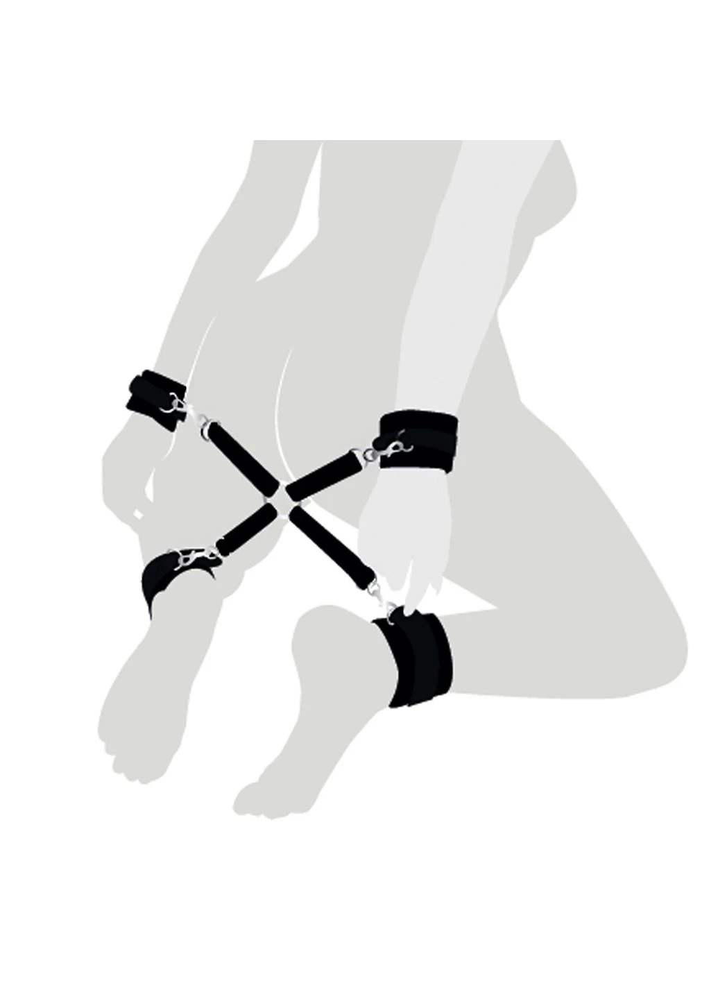 Хрестовина з натуральної шкіри 4 Way Connector, Чорний 13434 Art of Sex (391588579)