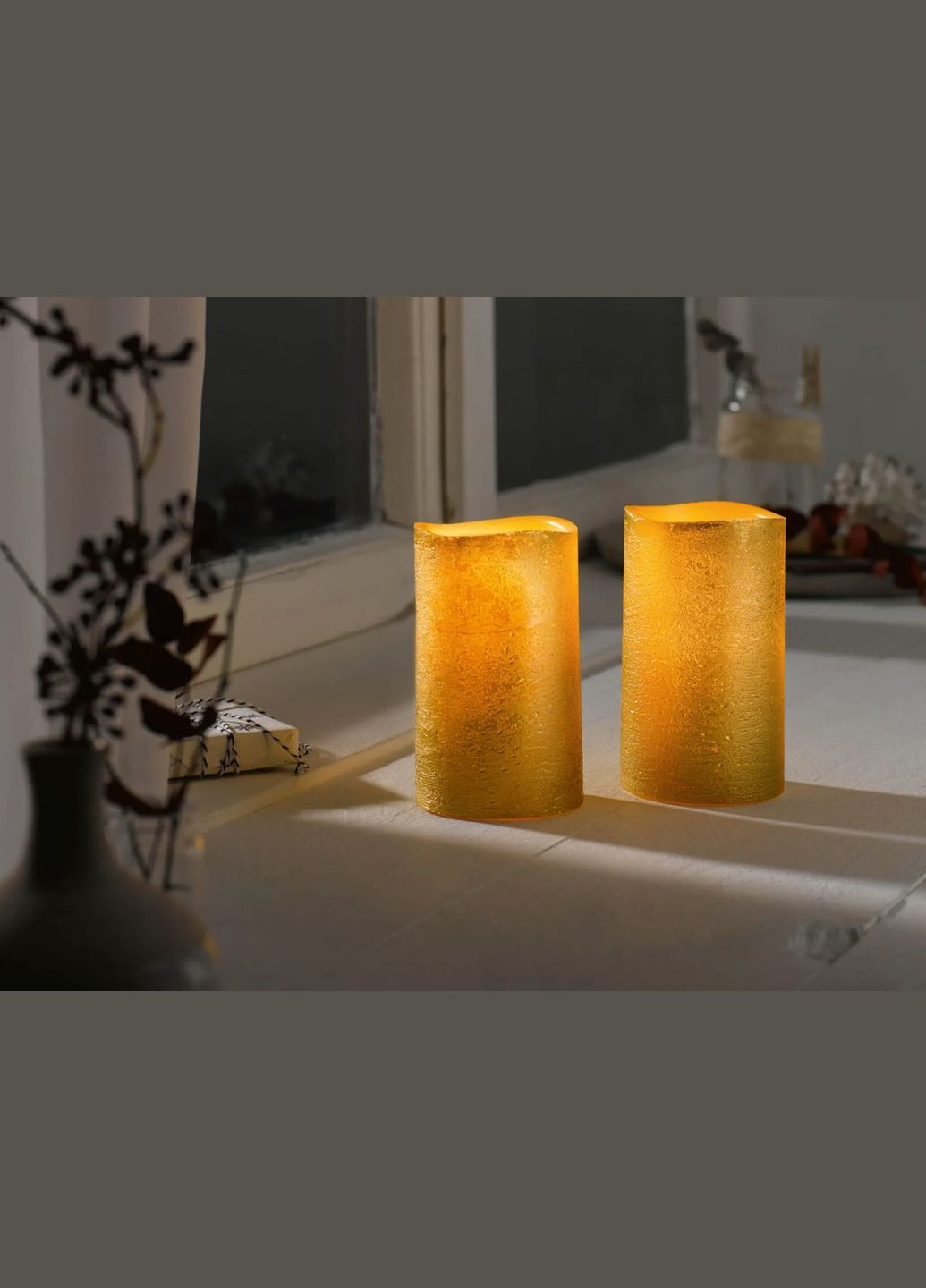 Восковые LED золотые свечи, 2 шт Ø 7,5 х 12,5 см, беспламенные, тушение возгорания задаванием Livarno home (329058772)