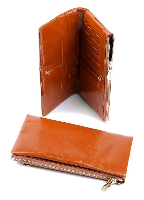 Жіночий шкіряний гаманець коричневий No Brand (294629331)