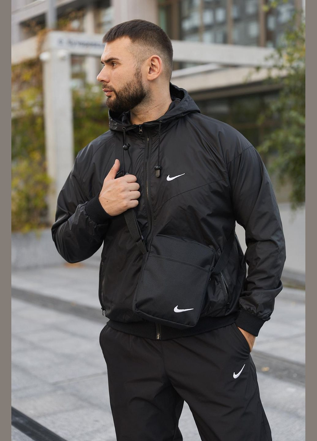 Комплект чоловічий : вітровка "Windrunner Jacket" чорна + штани "President" чорні. БАРСЕТКА У ПОДАРУНОК! No Brand (322785171)