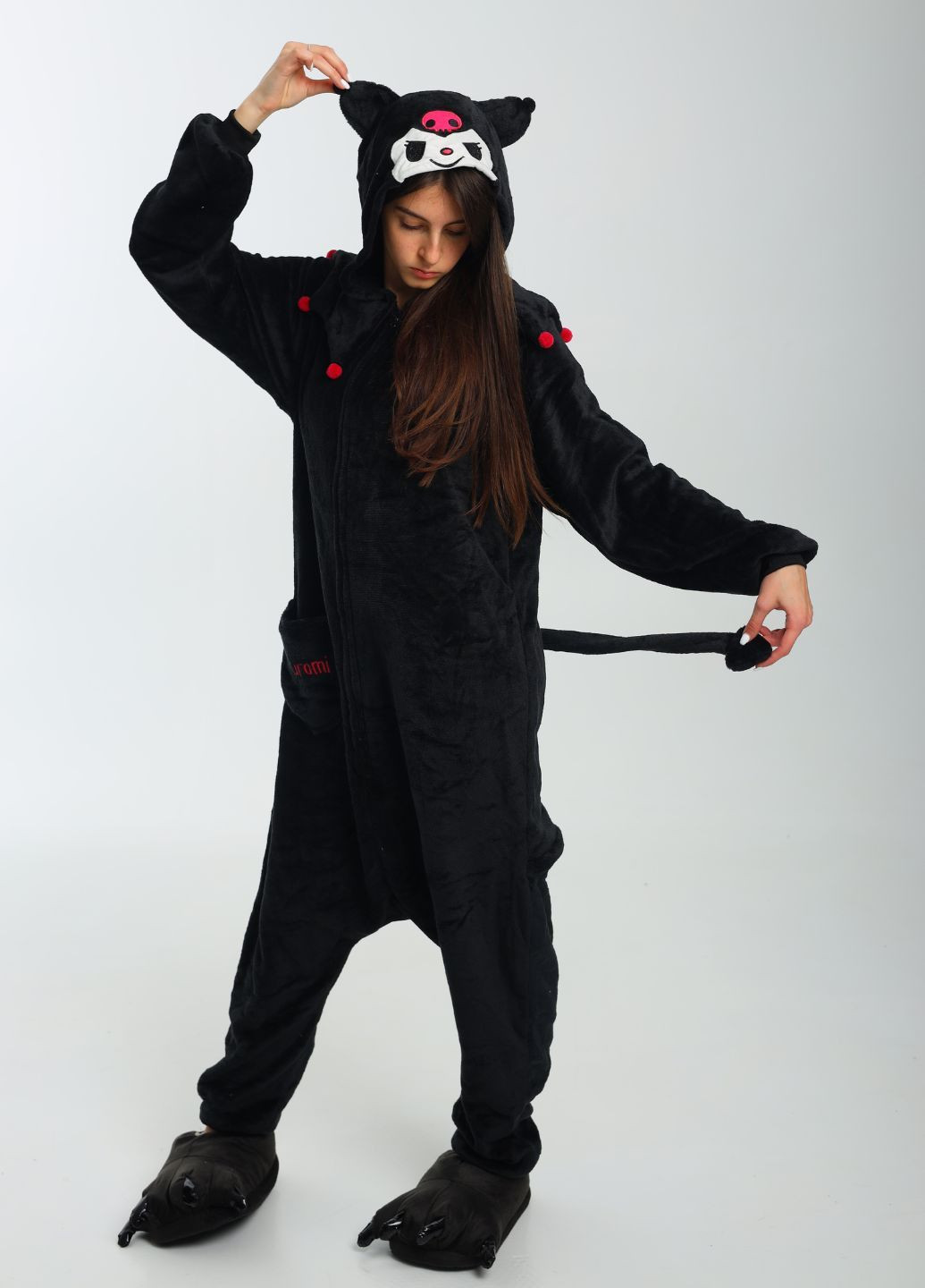 Кігурумі з капюшоном Kuromi для дітей м'яка плюшева піжама з хвостом My Kigu (364663228)