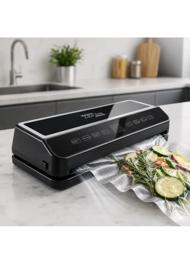 Вакууматор 35 см с рулоном пакетов, LED, 200Вт,, Черный / Вакуумный упаковщик с резаком для сухих и влажных продуктов Zepline ZP-00374 (399918750)