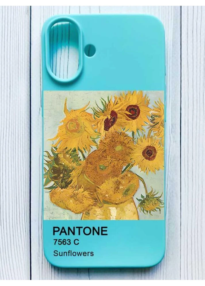 Матовий бірюзовий чохол на iPhone 16 Plus Соняхи (принт 81) Silicone Case (356124843)
