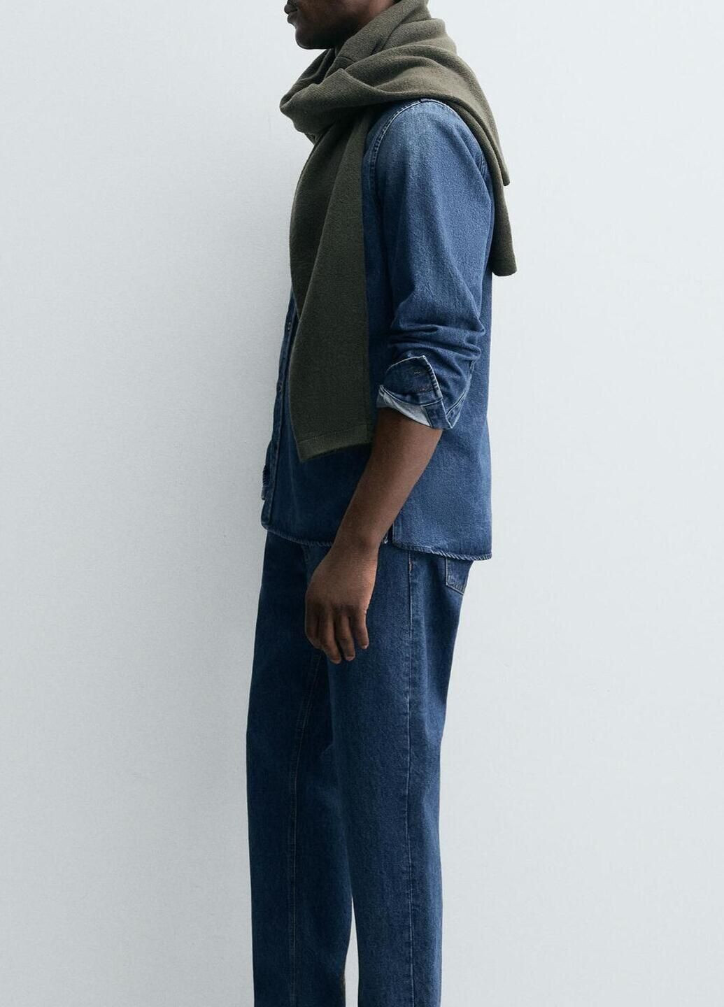 Синяя рубашка однотонная Zara