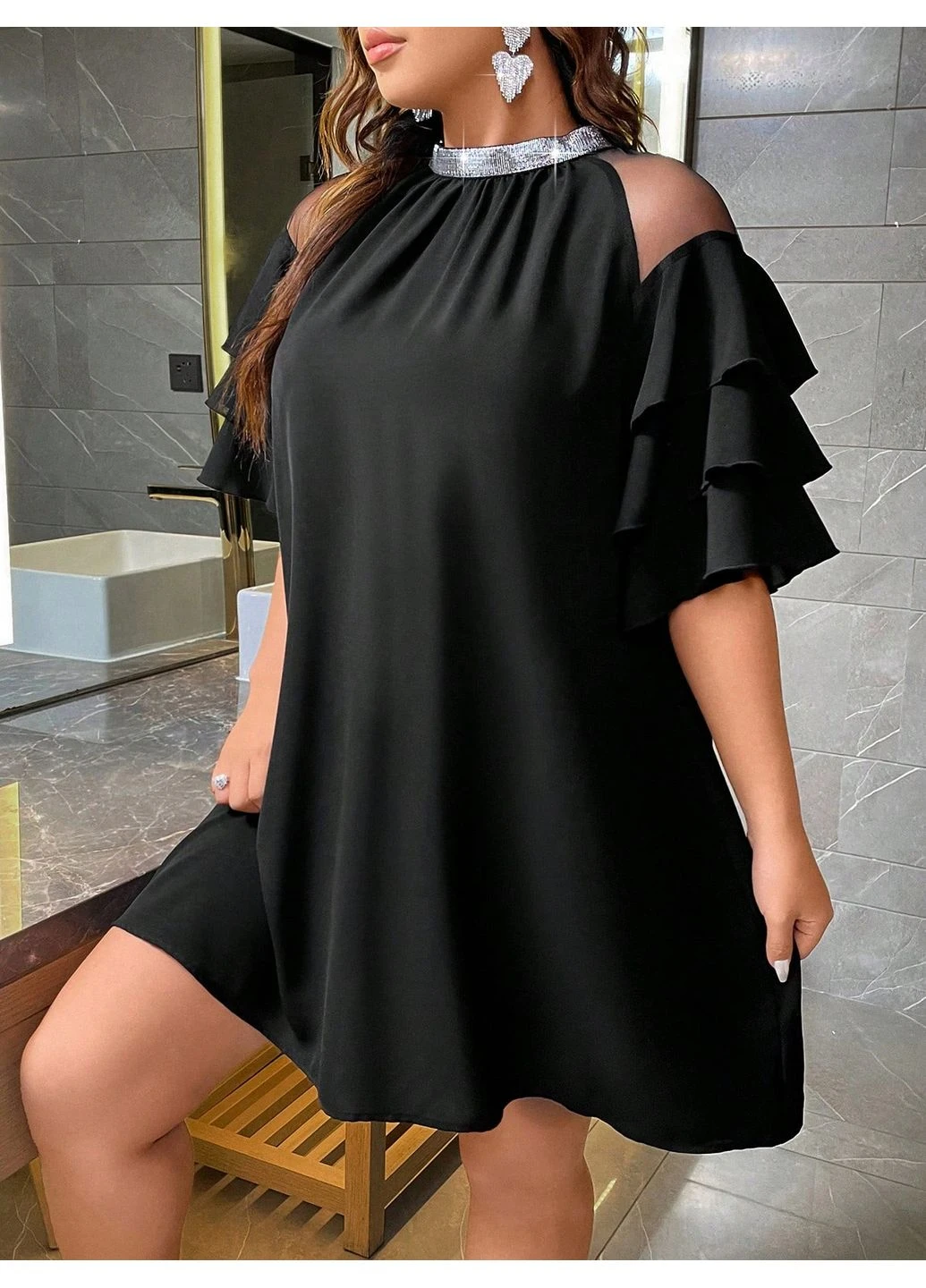 Чорна сукня SHEIN колор блок